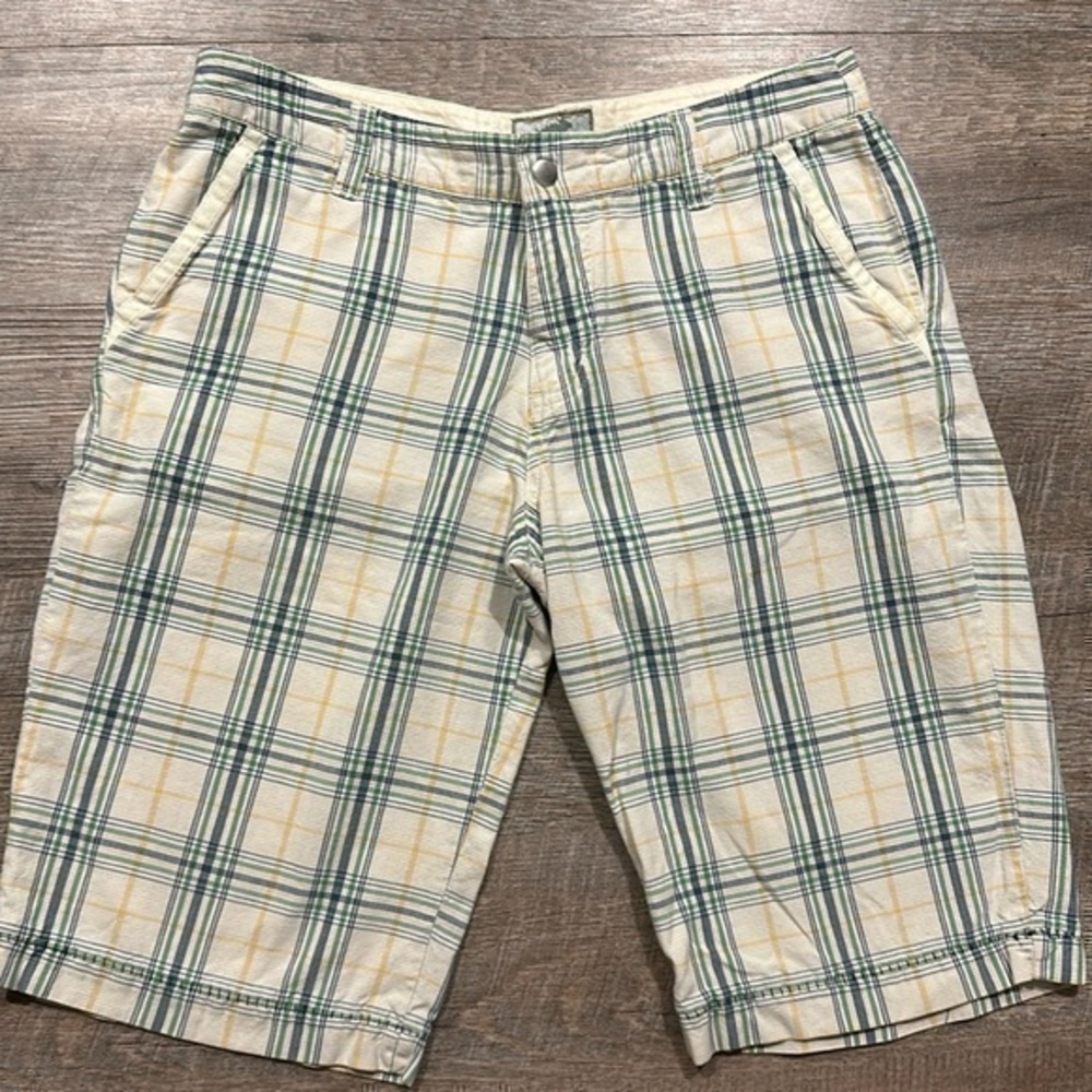 Horny Toad white/blue/green vintage Bermuda plaid shorts size 6